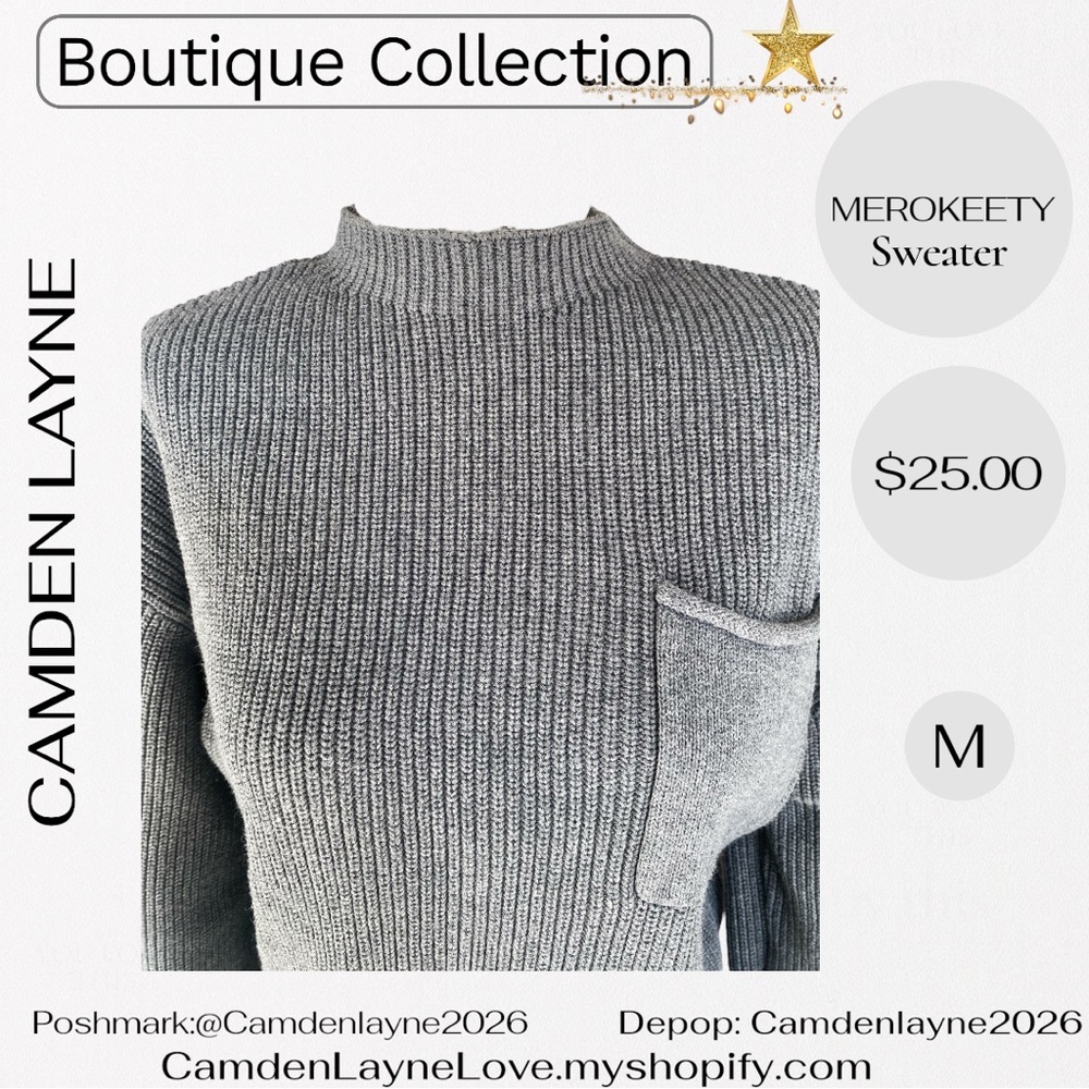 Merokeety Gray Women's Turtleneck Sweater - Picture 6 of 11